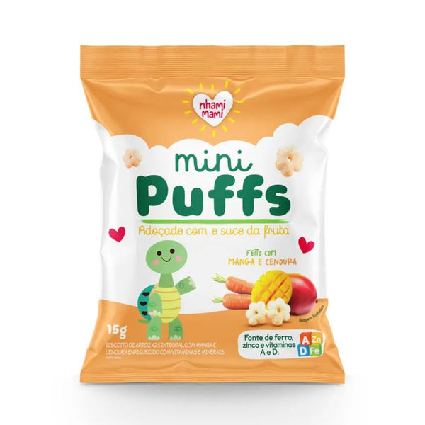 Snack Infantil Mini Puffs Manga e Cenoura Nhami Mami 15g - NHAMI