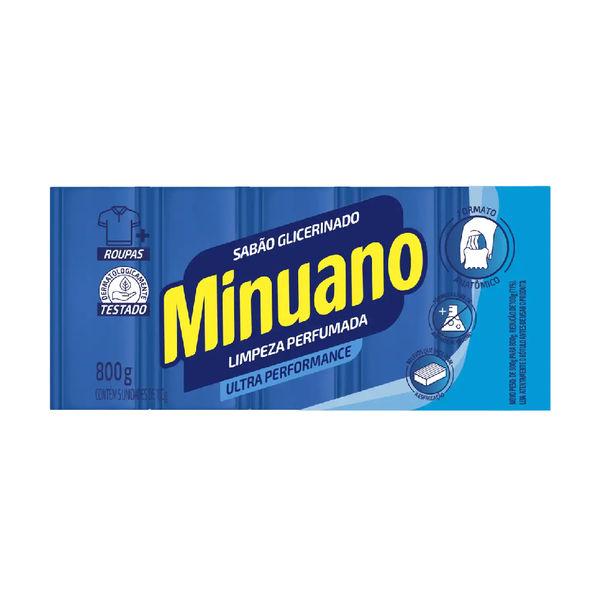 Sabão em Barra Azul Ultra Glicerinado Minuano 800g - MINUANO