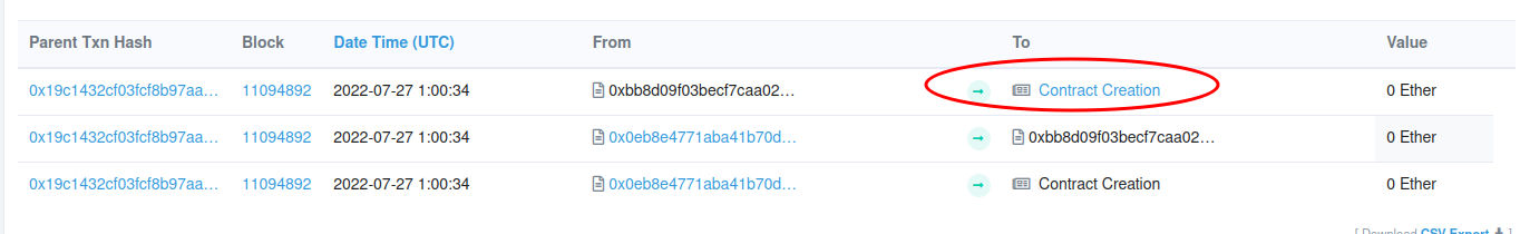 Recovery instance contract