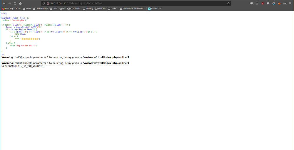 Weird Php Solved