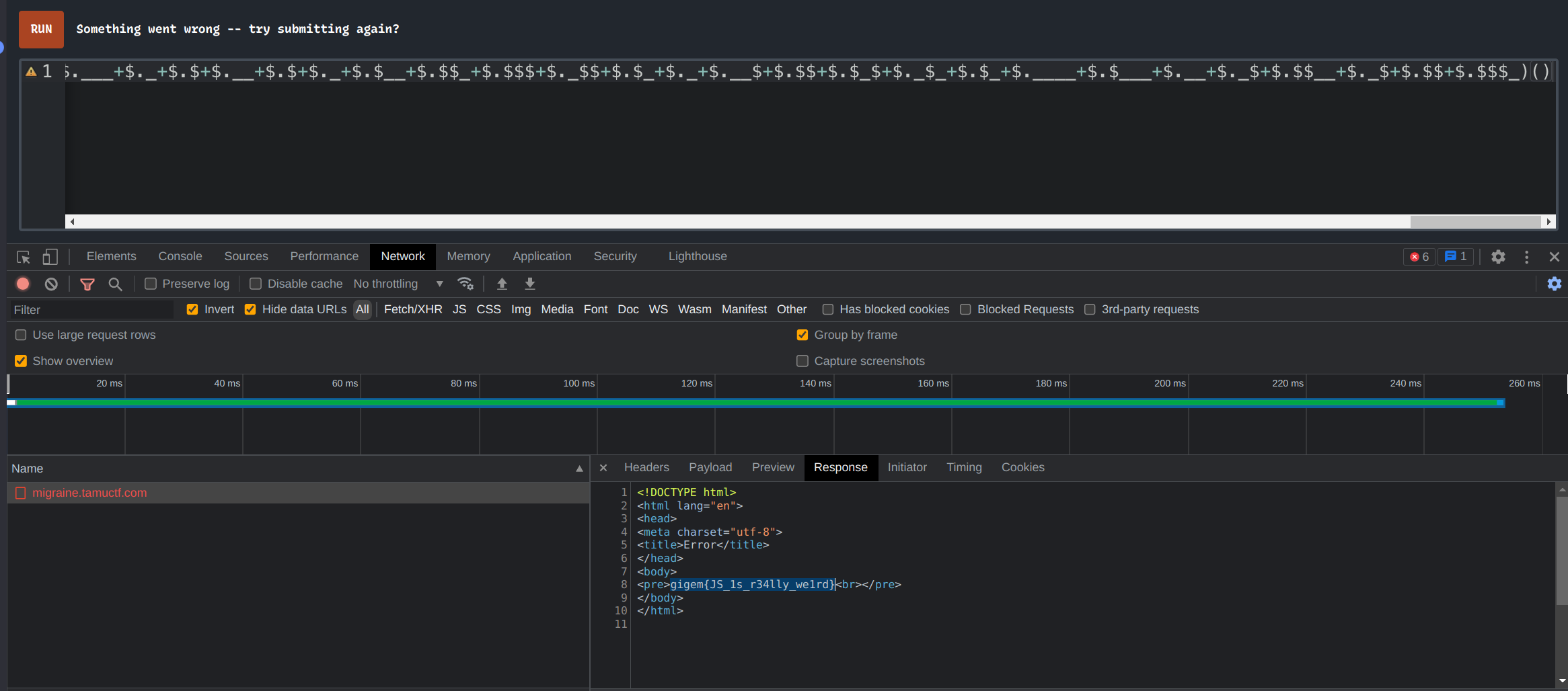 Response in browser and flag
