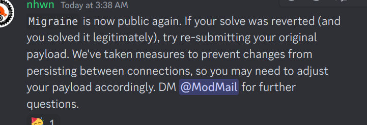 Discord message from admin