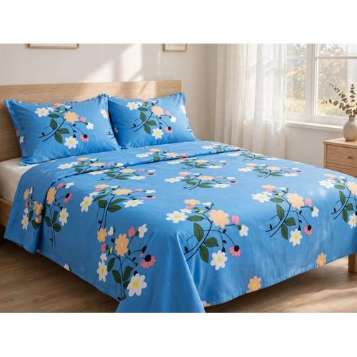 High Quality Multicolour Cotton Bed Sheet Set comes with -2 Flat Bedsheets & 2 Pillow Cases