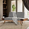 Berlin 2 Seater Wooden Sofa (Velvet, Grey)