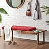 Prague Wooden Bench (Linen, Red)