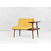 Domino Wooden Accent Chair (Yellow, Velvet)