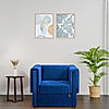 California 1 Seater Fabric Sofa (Velvet, Blue)