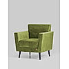 Cairo Wooden 1 Seater Sofa in Velvet Fabric in Green Color