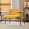 Domino Wooden Accent Chair (Linen, Yellow)