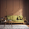 Crate 3 Seater Wooden Sofa in Green Linen Fabric