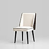 Alan Wooden Accent Chair (Velvet, Beige)