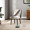 Alan Wooden Accent Chair (Velvet, Beige)