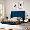 California King Size Fabric Bed (Velvet, Blue)