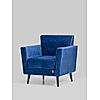 Cairo Wooden 1 Seater Sofa in Velvet Fabric in Blue Color