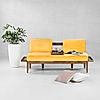 Minika 2 Seater Wooden Sofa (Velvet, Yellow)