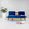 Minika 2 Seater Wooden Sofa (Velvet, Blue)