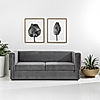 California 3 Seater Fabric Sofa (Velvet, Grey)