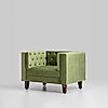 Manchester 1 Seater Wooden Sofa (Velvet, Green)