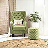 August Wooden Accent Chair (Velvet, Green)