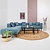 Audrey Wooden L Shape Sofa in Blue Color