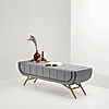 Theo Fabric Bench with Metal Legs (Velvet, Grey)