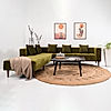 Audrey Wooden L Shape Sofa in Green Color