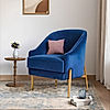 Avaitor Accent Chair with Metals legs (Velvet, Blue)