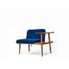 Domino Wooden Accent Chair (Velvet, Blue)