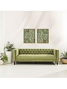 Manchester 3 seater Velvet Sofa in Green Color