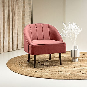 Logan Wooden Accent Chair (Velvet, Mauve)