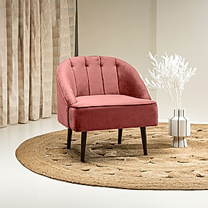 Logan Wooden Accent Chair (Velvet, Mauve)