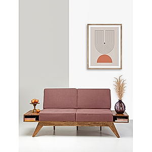 Berlin 2 Seater Wooden Sofa (Velvet, Mauve)