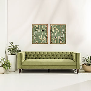 Manchester 3 seater Velvet Sofa in Green Color