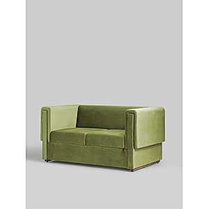 California 2 Seater Green Velvet Fabric Sofa
