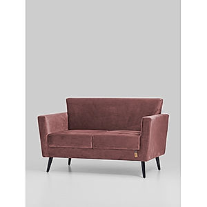 Cairo Wooden 2 Seater Sofa in Velvet Fabric in Mauve Color