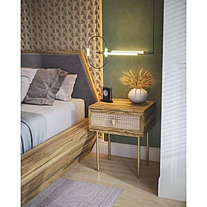 Medley Wooden Bedside Table with Metal Legs