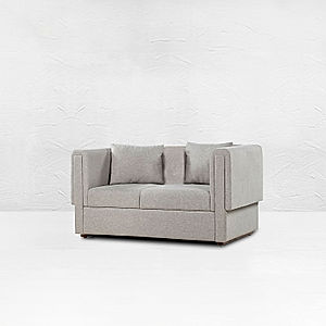 California 2 Seater Fabric Sofa (Linen, Grey)