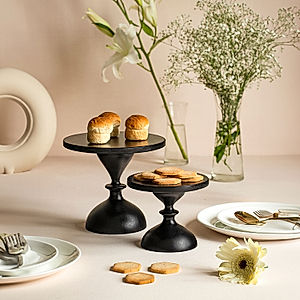 Basal Wooden Cake Stand (Dark Walnut Finish)