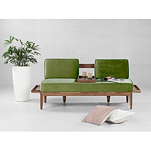 Minika 2 Seater Wooden Sofa in Green Color