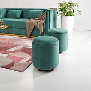 Luxor Storage Ottoman in Sea Green Color