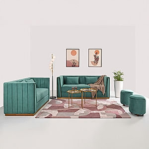 Oslo 2 Seater Fabric Sofa (Velvet, Sea Green Color)