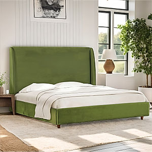 California King Size Fabric Bed (Velvet, Green)