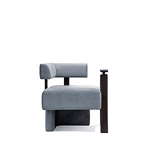 Nomad Wooden Accent Chair (Grey, Velvet)