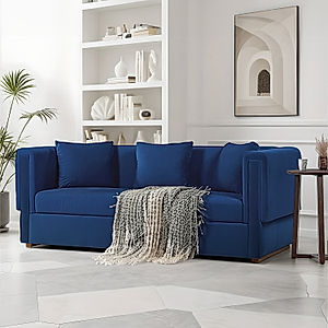 California 3 Seater Fabric Sofa (Velvet, Blue)