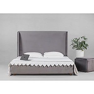 California King Size Bed (Velvet, Grey)