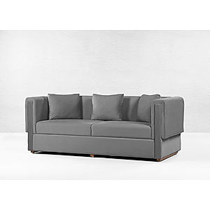 California 3 Seater Velvet Sofa in Grey Color
