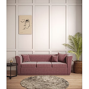 Hudson 3 Seater Velvet Sofa in Mauve Color