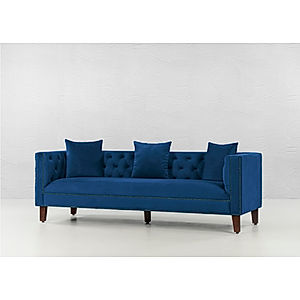 Manchester 3 seater Velvet Sofa in Blue Color