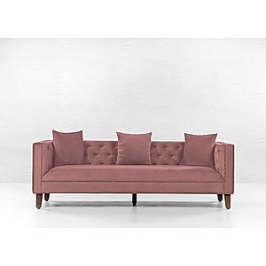 Manchester 3 seater Velvet Sofa in Mauve Color