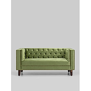 Manchester 2 seater Velvet Sofa in Green Color